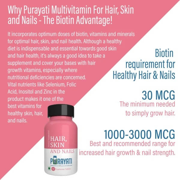 Purayati Vitamins Tablets for Hair, Skin and Nails | Grocsy