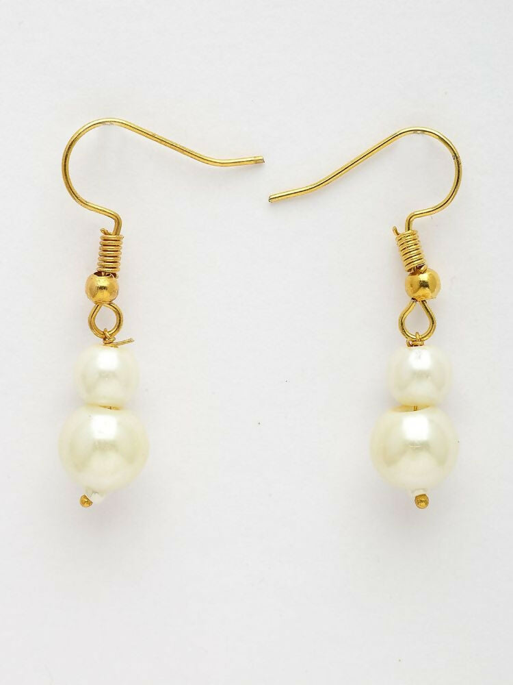 NVR Women Gold Plated White Pearl Necklace With Earrings | Grocsy