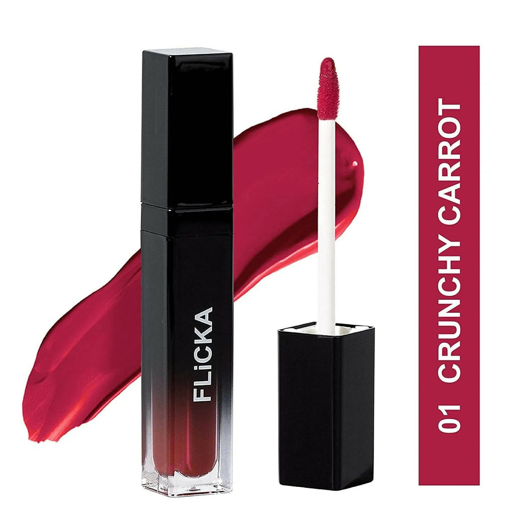 FLiCKA Set and Attack Liquid Matte Lipstick 01 Crunchy Carrot - Red | Grocsy