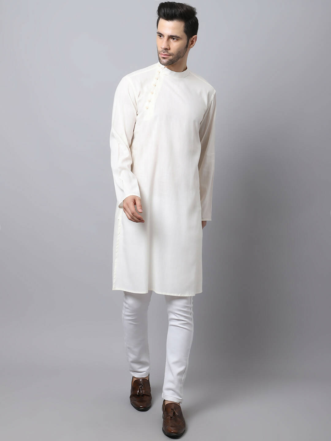 Even Apparels White Pure Cotton Men's Kurta With Side Placket | Grocsy