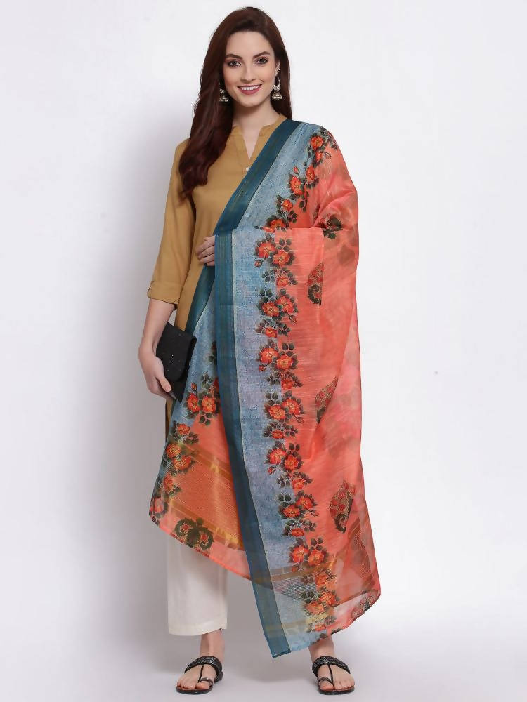 Myshka Women's Traditional Multi Cotton Silk Printed Casual Dupatta | Grocsy