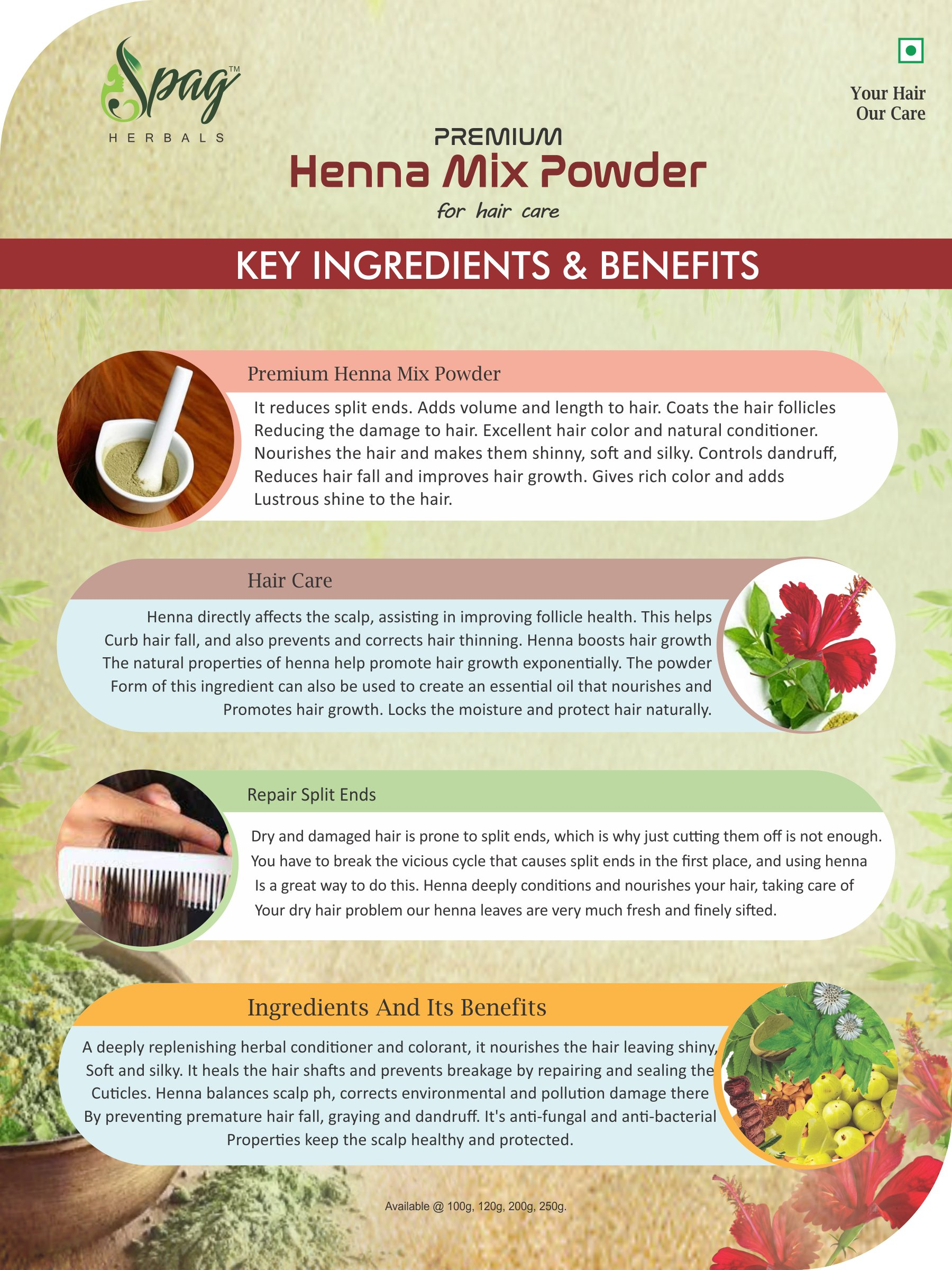 Spag Herbals Premium Henna Mix Powder | Grocsy