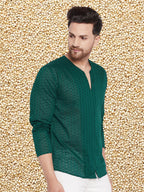 Even Apparels Men's Pure Cotton Green Kurta | Grocsy