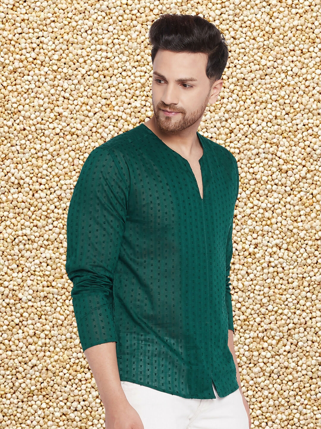 Even Apparels Men's Pure Cotton Green Kurta | Grocsy