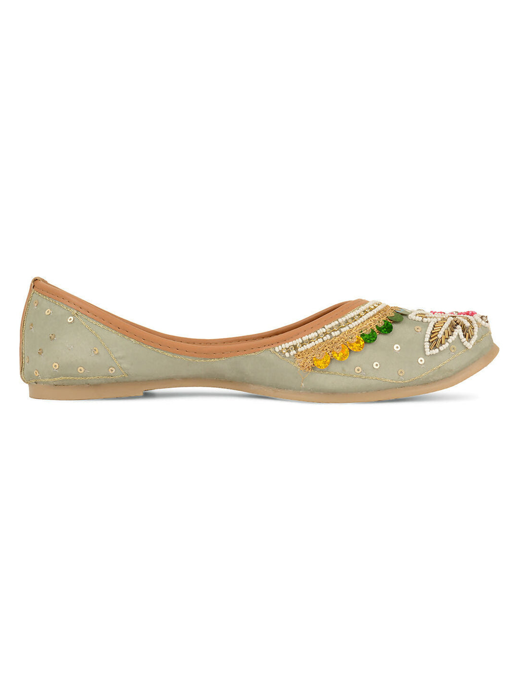 Desi Colour Women Indian Ethnic Footwear-Grey MultiColour | Grocsy