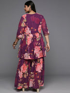 Ahalyaa Women's Traditional Wear Co-ords - Purple | Grocsy
