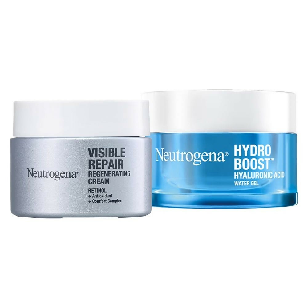 Neutrogena Hyaluronic Acid Gel + Retinol Face Moisturizer Anti-Ageing Combo For Wrinkle-Free Skin | Grocsy
