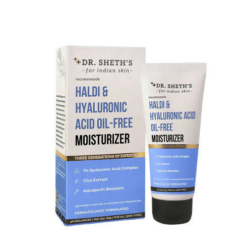 Dr. Sheth's Haldi & Hyaluronic Acid Oil Free Moisturizer pH Balanced To Rehydrate Dull Skin, For All Skin Types | Grocsy