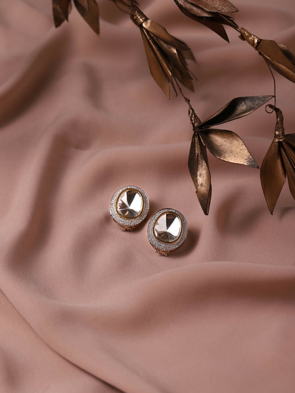 Diamond & Semi Precious Stone Oversized Studs- Ruby Raang | Grocsy