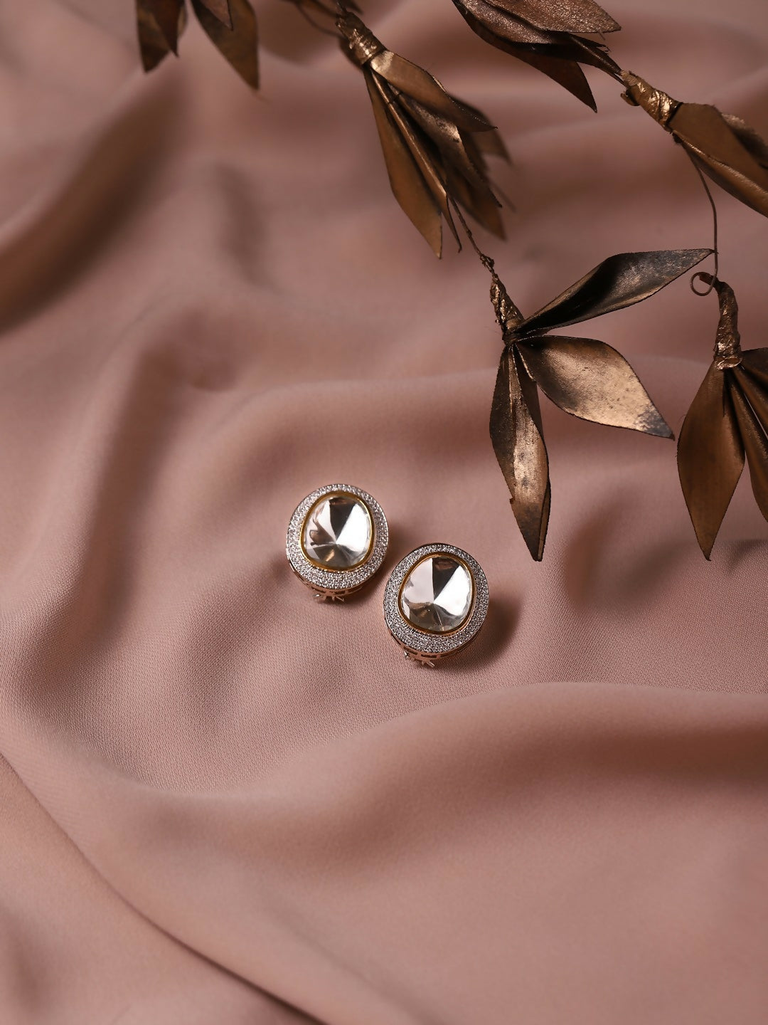 Diamond & Semi Precious Stone Oversized Studs- Ruby Raang | Grocsy