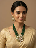 NVR Women Gold Plated Green Kundan Jewellery Set | Grocsy