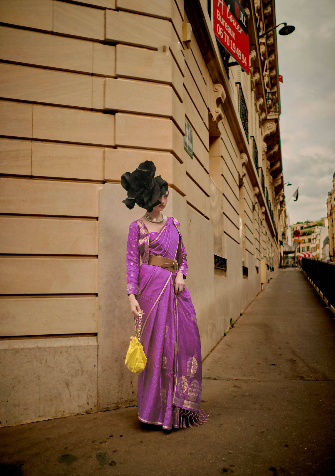 Viola Purple Weavead Thread & Zari Work, Handloom Weaving Banarasi Satin Silk Saree - Rajtex Kronicle Silk | Grocsy