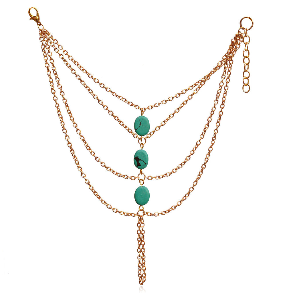 Gold-Polished Alloy Designer Hand Harness Bracelet - The Pari