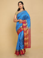 Kalamandir Woven Design Dark Blue Pashmina Saree | Grocsy