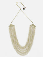 Gold-Toned White Gold-Polished Pearls Layered Handcrafted Necklace - Ruby Raang | Grocsy