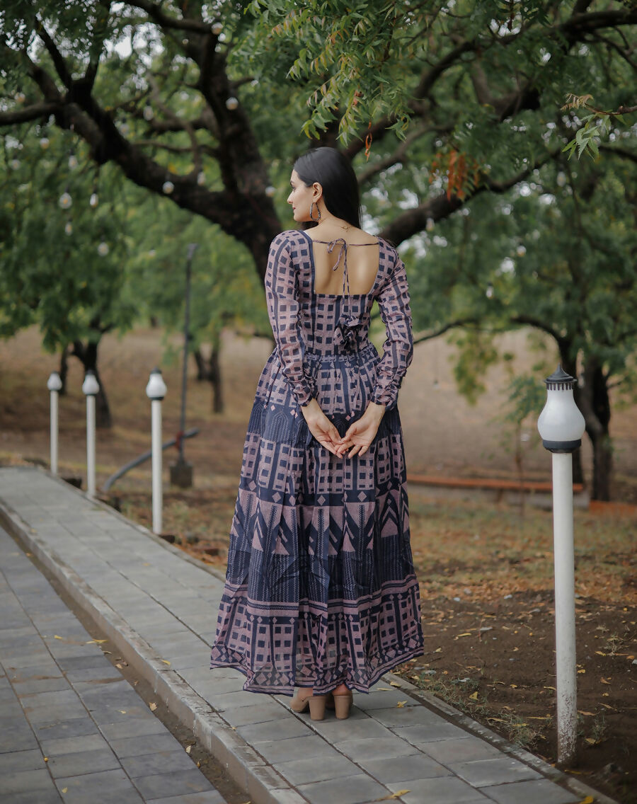Aayaa Pure Chanderi Gown With Heavy Digital Print - Multi Color | Grocsy