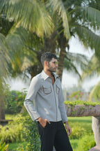 Laynox Distorted Gray Shacket by Hilo Design | Grocsy
