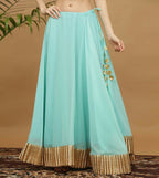 Joban Fashion Turquoise Georgette Lehenga Set | Grocsy