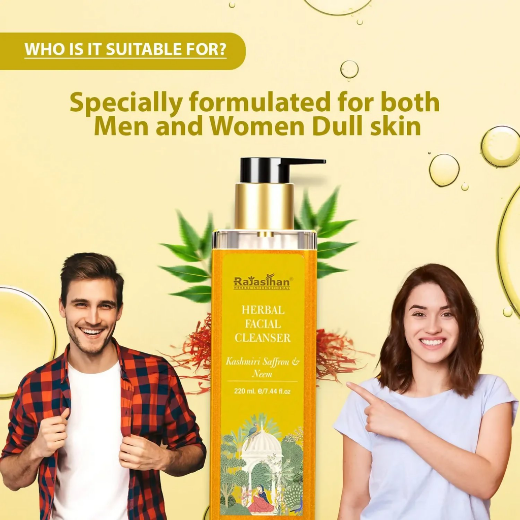 Rajasthan Herbals Herbal Facial Cleanser with Kashmiri Saffron & Neem | Grocsy