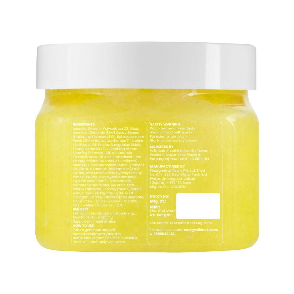 Wild Oak Candid Lemon Shea Butter Sugar Scrub with Niacinamide, Vegan Collagen & Peptides For Tan Removal & Smooth Skin | Grocsy