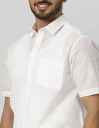 Ramraj Cotton Mens Half Sleeve Formal Poly Cotton White Shirt | Grocsy