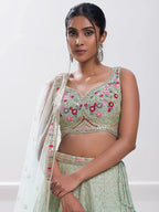 Tulsi Art Stunning Pista Green Sequins Georgette Traditional Lehenga Choli | Grocsy