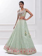 Tulsi Art Stunning Pista Green Sequins Georgette Traditional Lehenga Choli | Grocsy