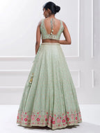 Tulsi Art Stunning Pista Green Sequins Georgette Traditional Lehenga Choli | Grocsy