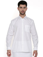 Ramraj Cotton Mens Full Sleeve Formal 100 % Cotton White Shirt | Grocsy