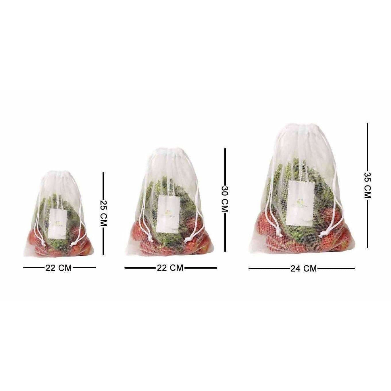 Home Strap Mesh Reusable Fridge Storage Bag for Fruits & Vegetables (Double Layered Mesh) | Grocsy