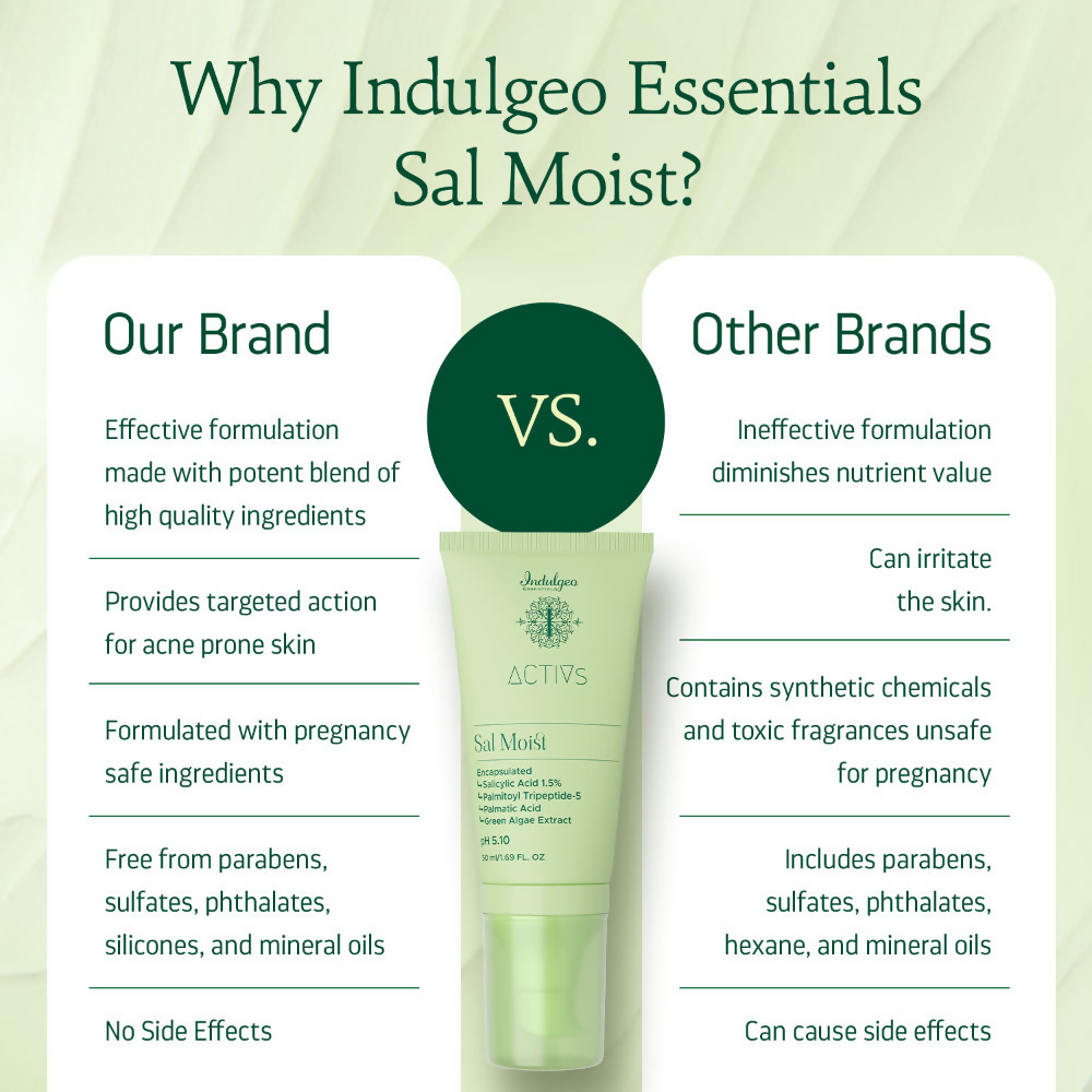Indulgeo Essentials Sal Moist - Encapsulated Salicylic Acid Acne Healing Face Moisturiser 1.5% | Grocsy