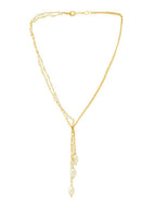 Beaded Pearl Drop One-Sided Layered Necklace - Ruby Raang | Grocsy