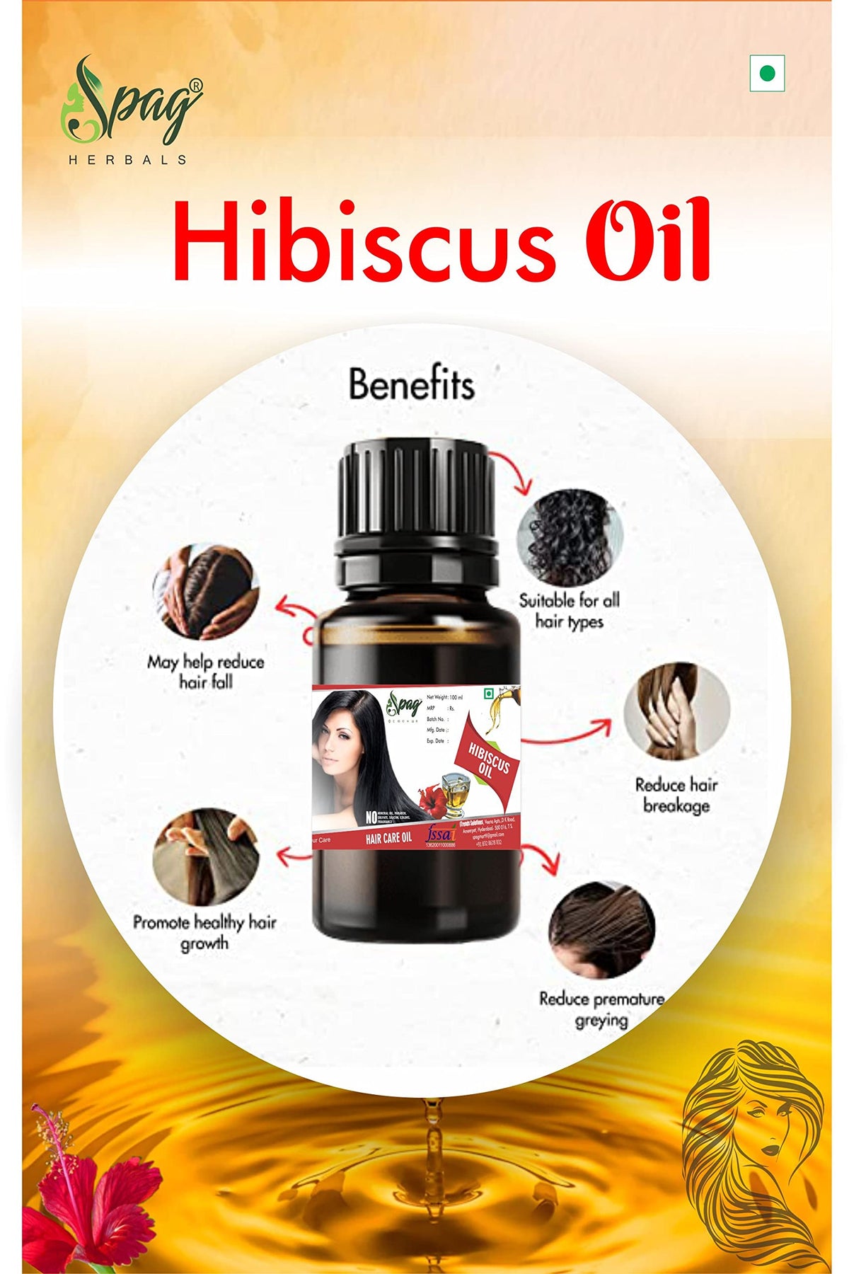 Spag Herbals Hibiscus Herbal Hair Oil | Grocsy