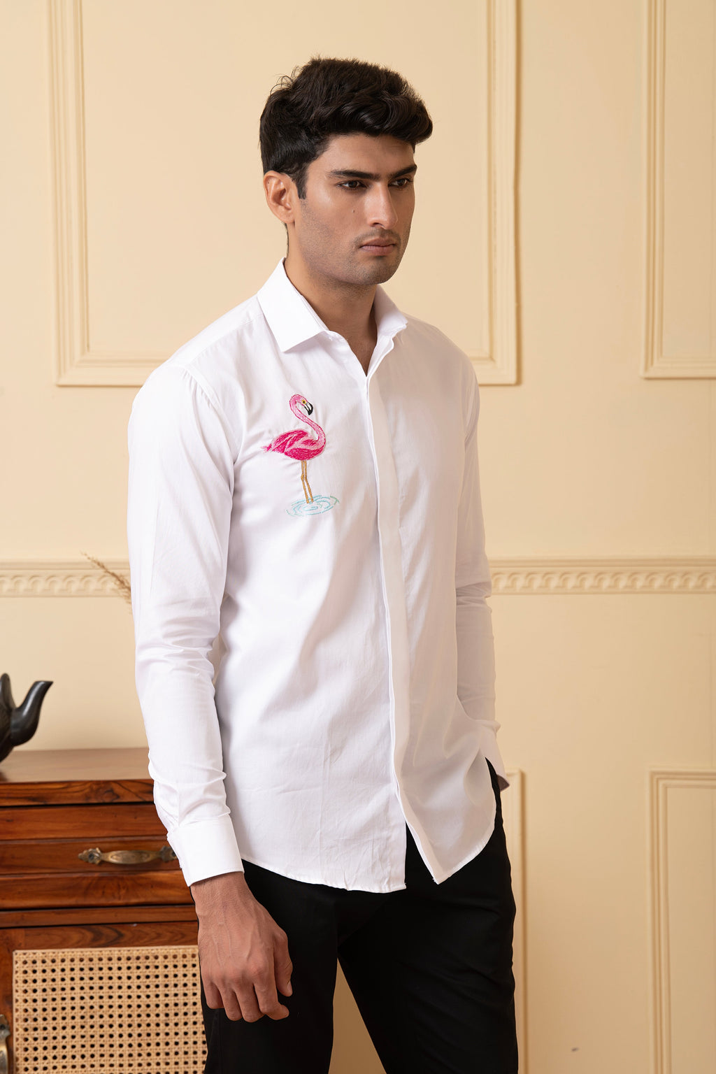 Swan Embroidery Shirt by Hilo Design | Grocsy