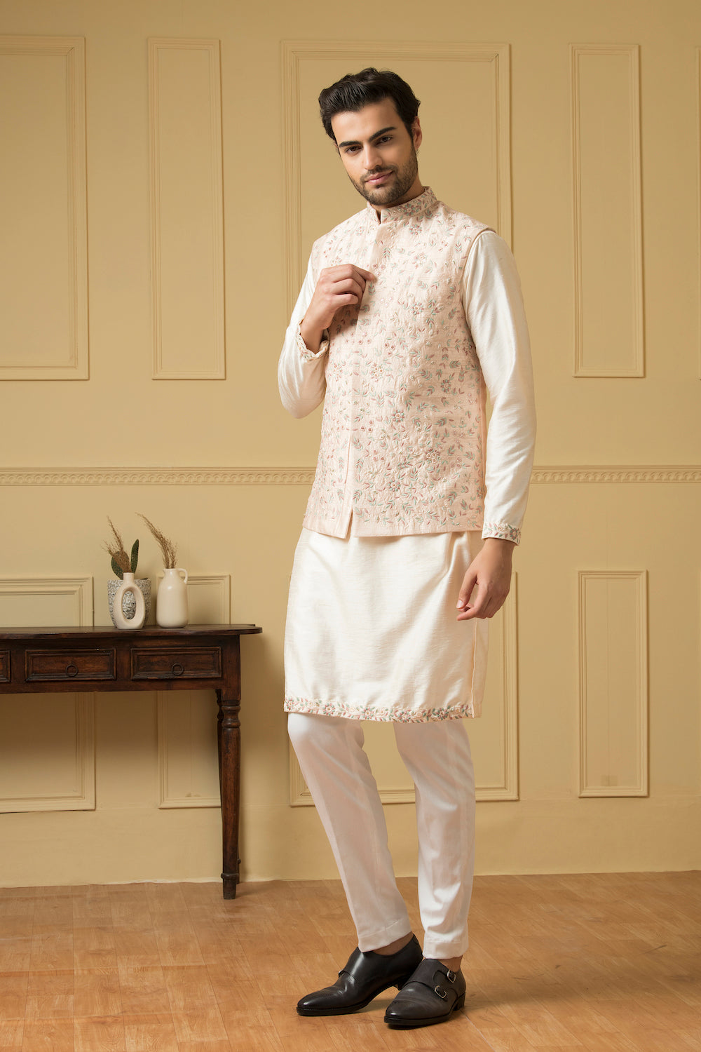 Fiori Designer Men's Nehru jacket by Hilo Design | Grocsy