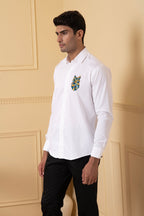 Owl Multicolor Thread Embroidery Shirt by Hilo Design | Grocsy