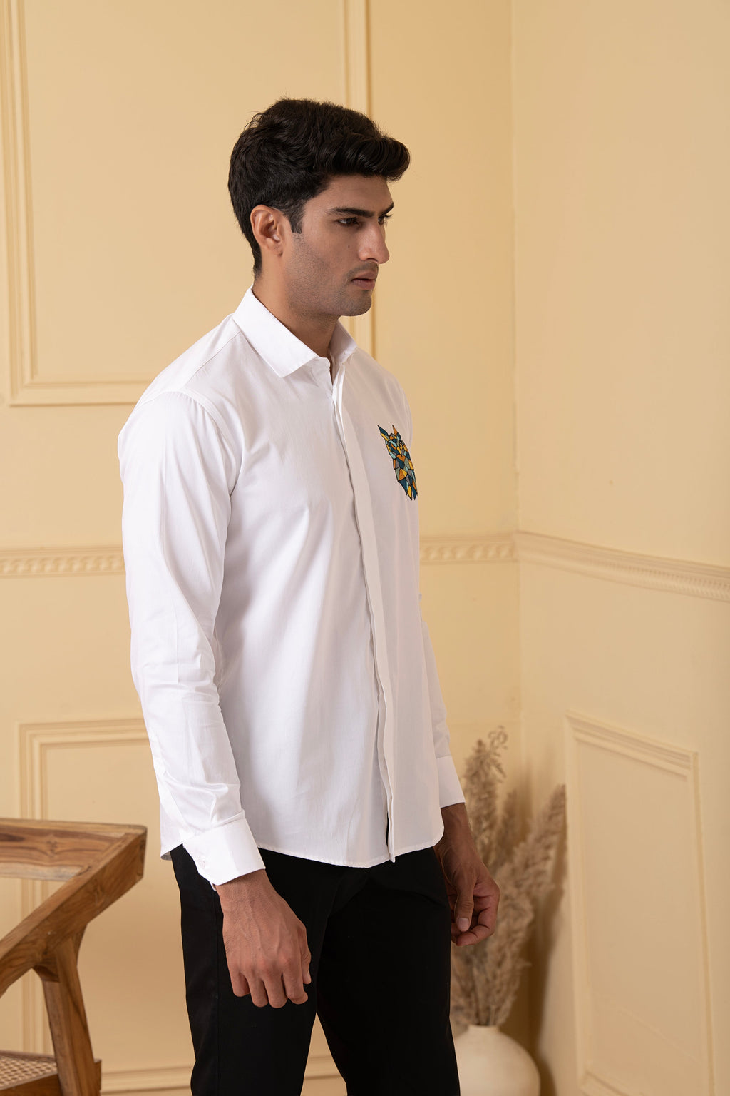 Owl Multicolor Thread Embroidery Shirt by Hilo Design | Grocsy