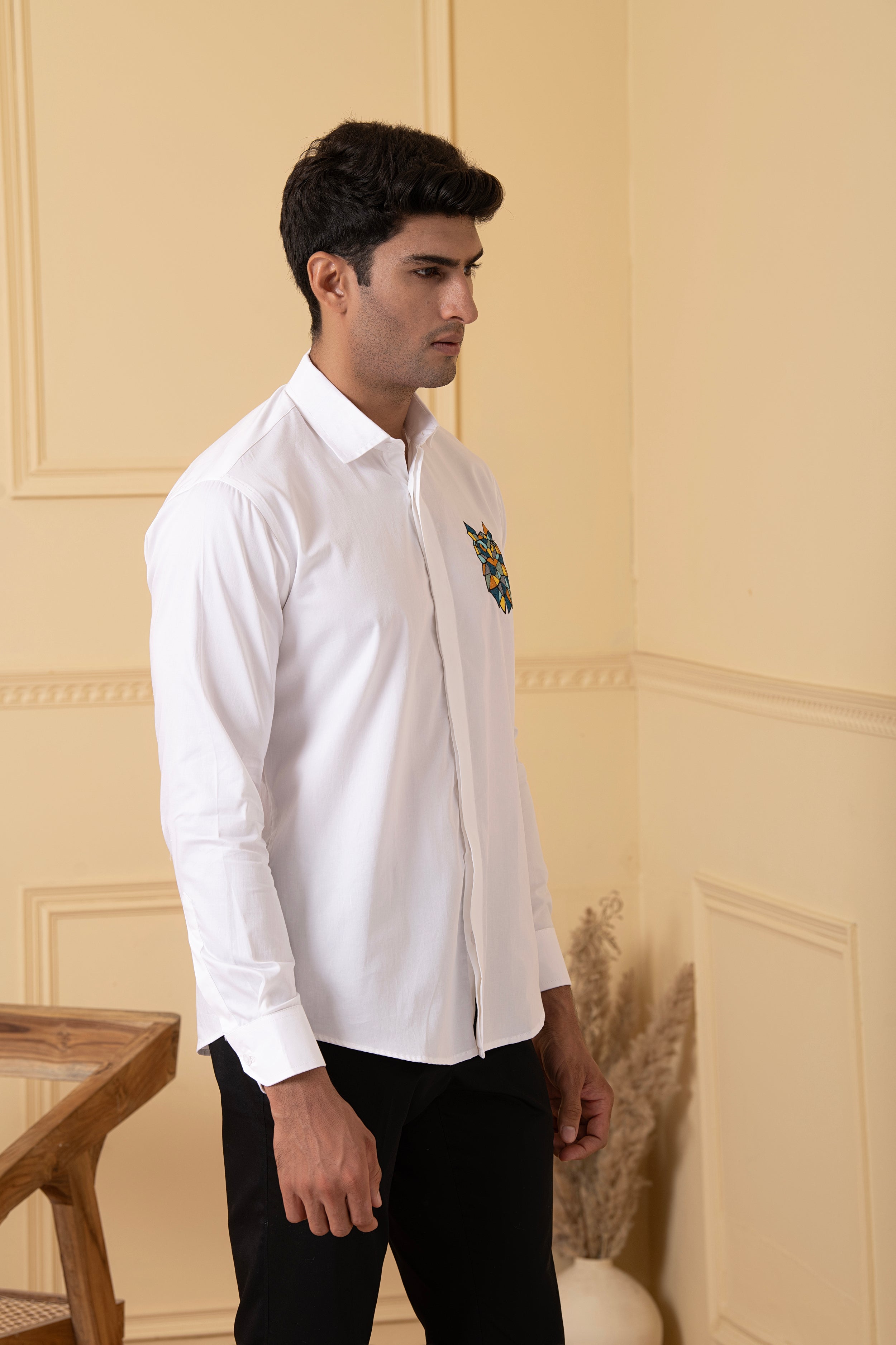 Owl Multicolor Thread Embroidery Shirt by Hilo Design | Grocsy