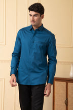 Ragic Blue Pintuck Shirt by Hilo Design | Grocsy
