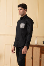 Pocket Embroidery Shirt by Hilo Design | Grocsy