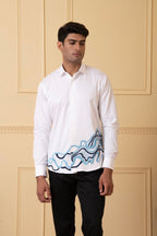 Cloud Lines Thread Embroidery Shirt by Hilo Design | Grocsy
