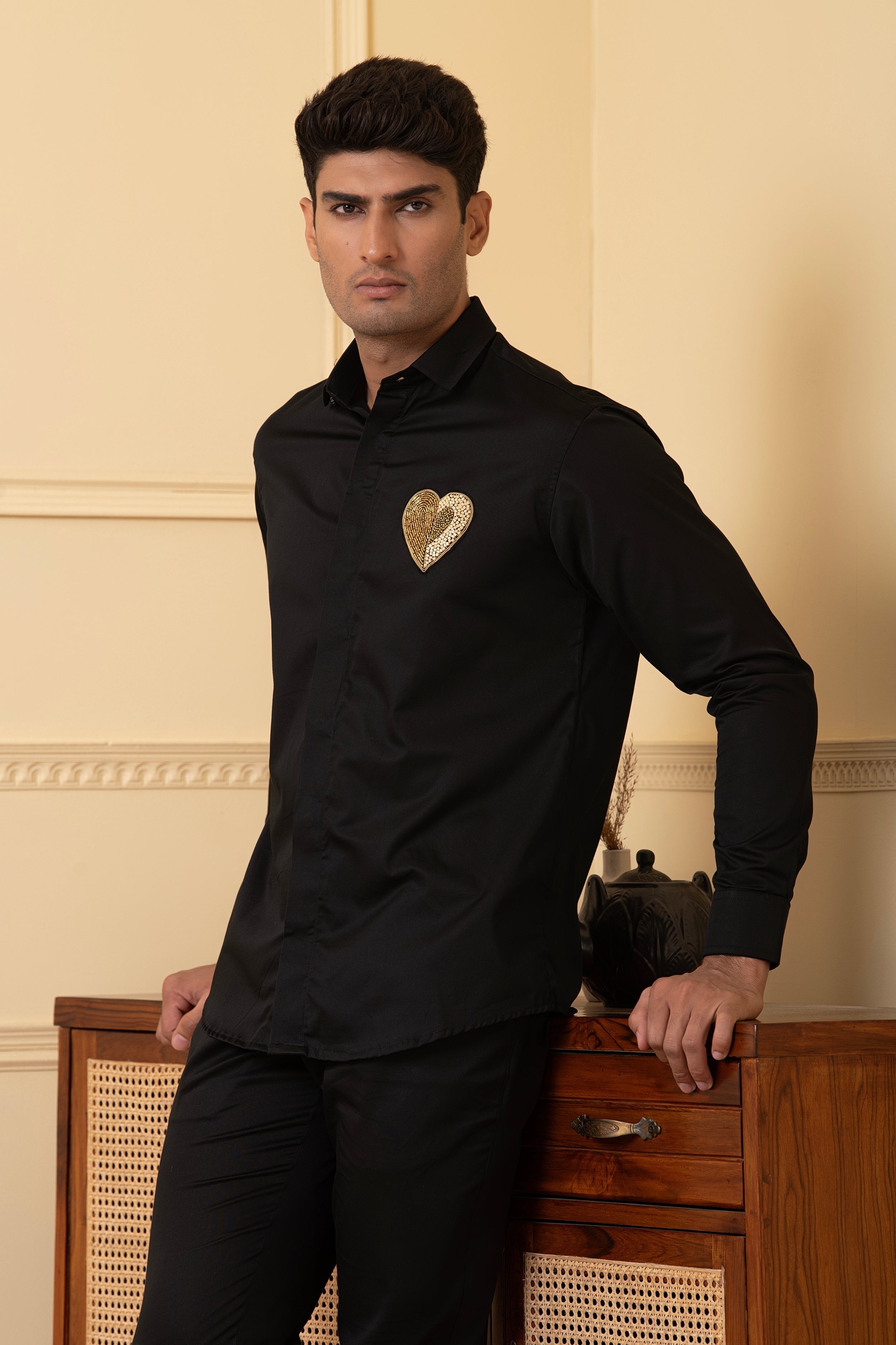 Heart Shaped Patch Shirt by Hilo Design | Grocsy