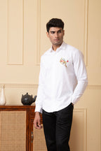Bird And Stem Embroidery Shirt by Hilo Design | Grocsy