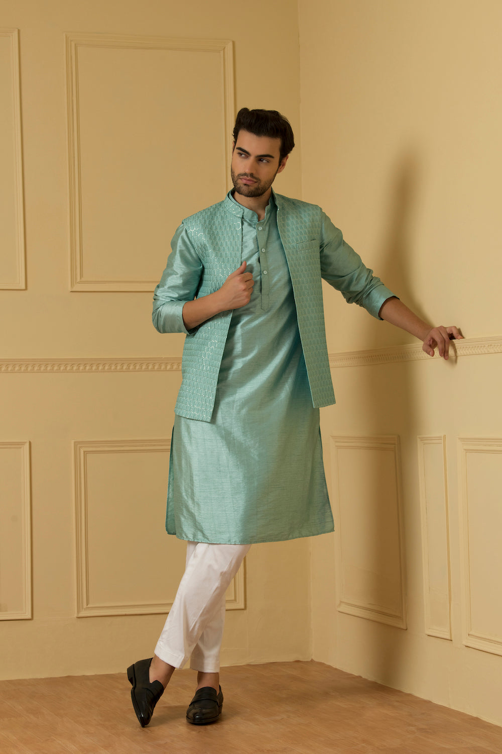 Celeste Designer Men's Nehru Jacket by Hilo Design | Grocsy