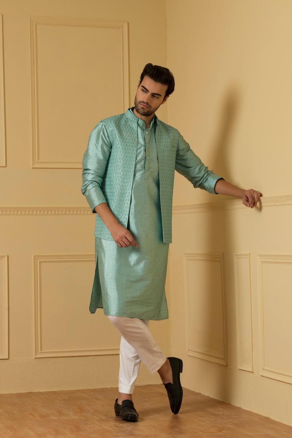 Celeste Designer Men's Nehru Jacket by Hilo Design | Grocsy