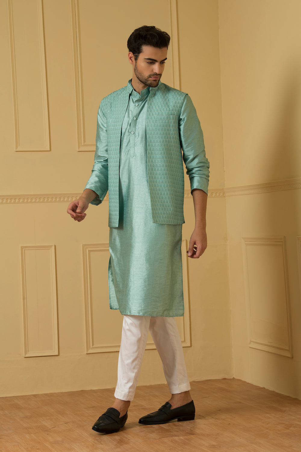 Celeste Designer Men's Nehru Jacket by Hilo Design | Grocsy
