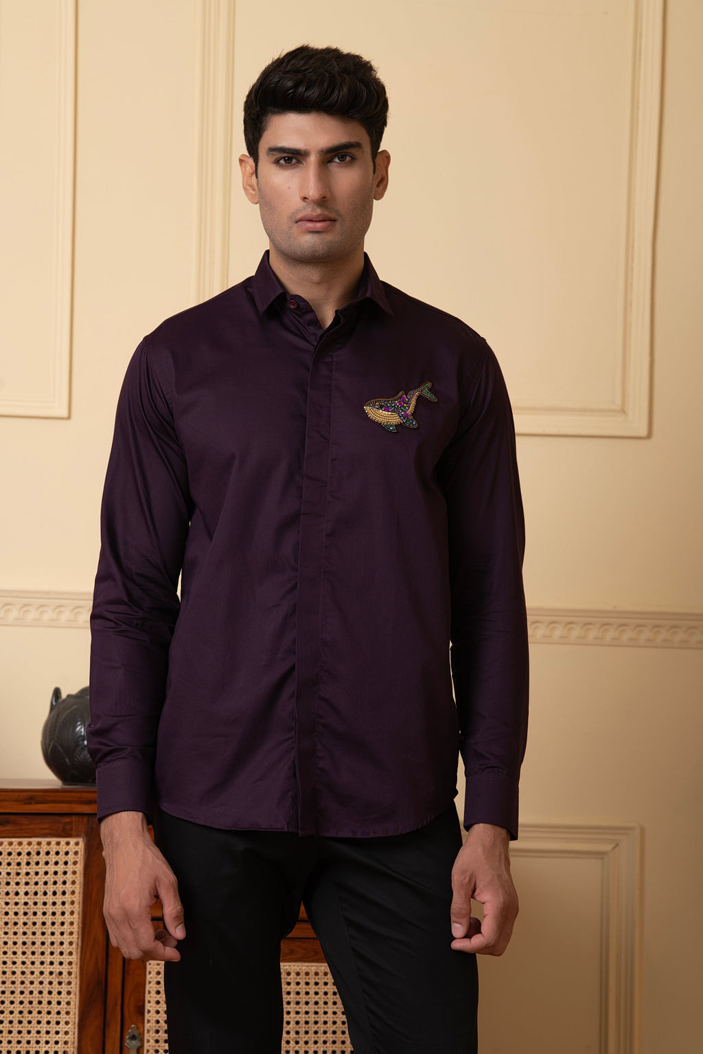 Whale Embroidery Shirt by Hilo Design | Grocsy