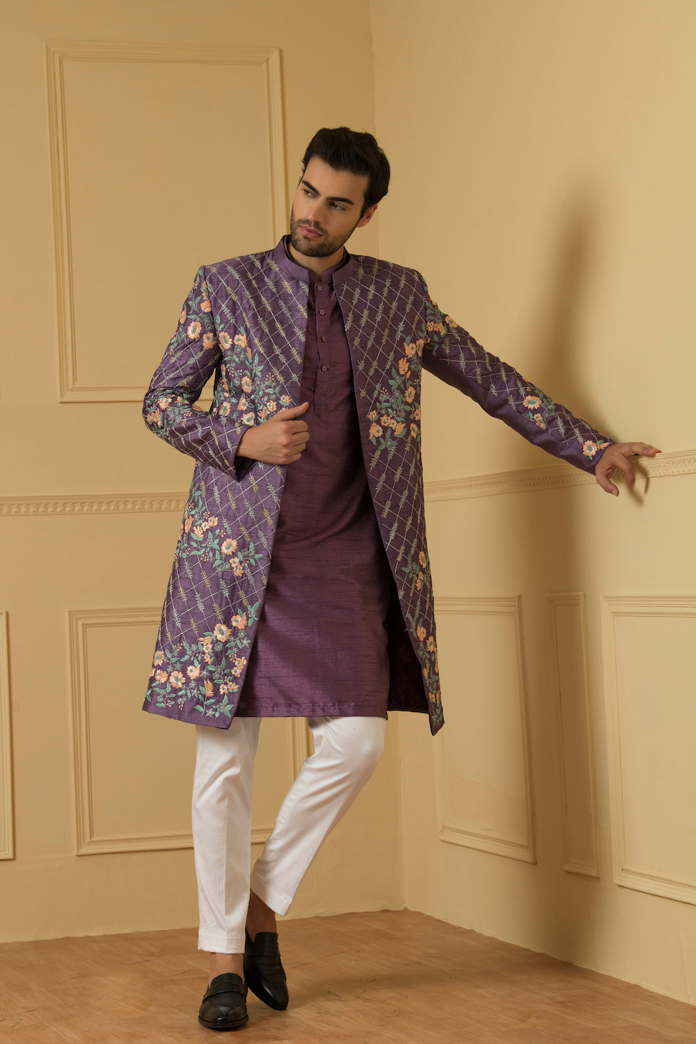 Sueno Designer Men's Indo western Set by Hilo Design | Grocsy
