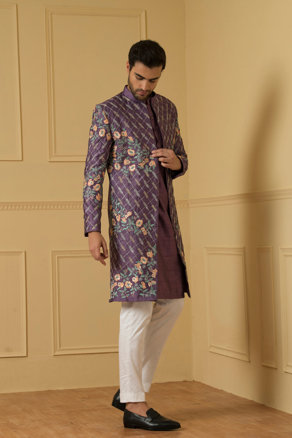 Sueno Designer Men's Indo western Set by Hilo Design | Grocsy