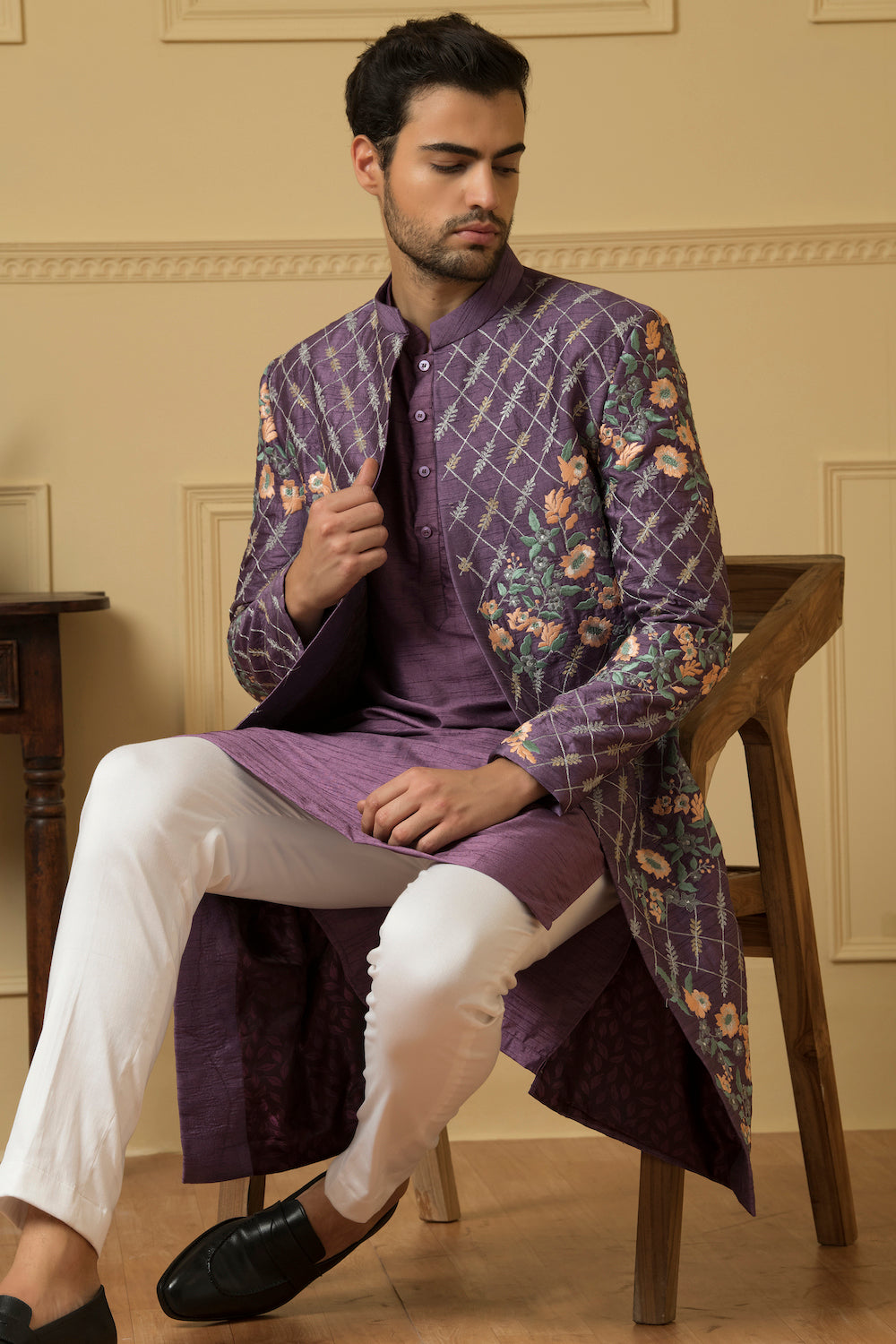 Sueno Designer Men's Indo western Set by Hilo Design | Grocsy